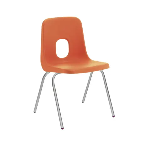 E Series Polypropylene Classroom Chair - 4 Silver Legs - Size EA - Orange